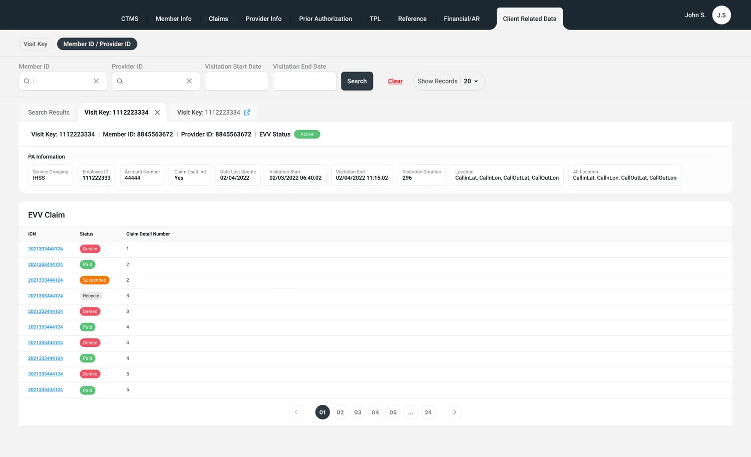 Medicaid Solutions — Client related data
